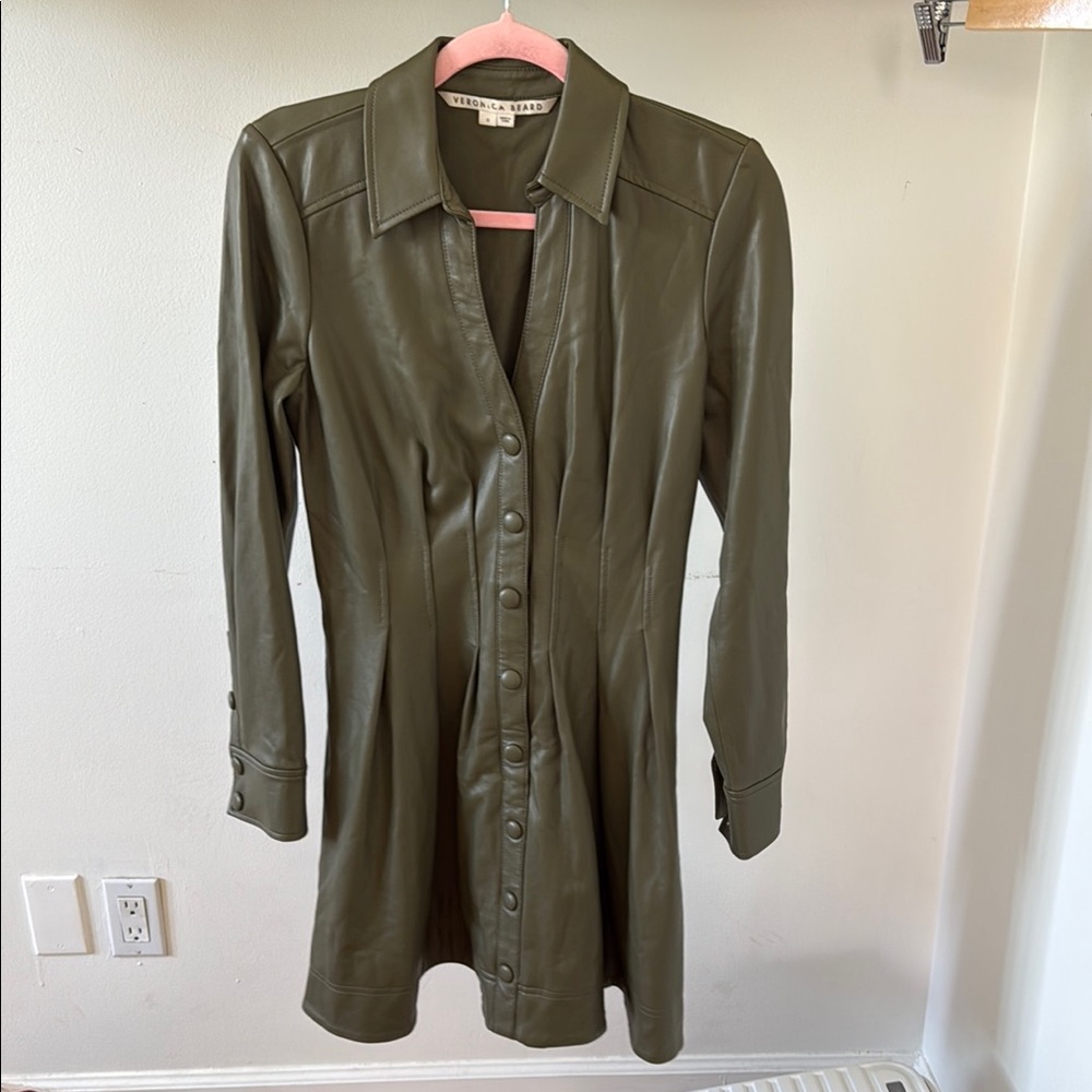 Veronica Beard Faux Leather Button-Down Dress